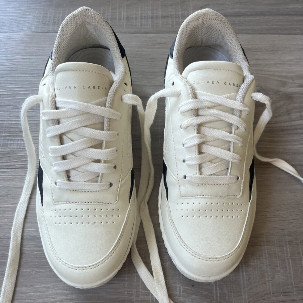 OLIVER CABELL Womens Vegan 481 Cream Black Sneakers